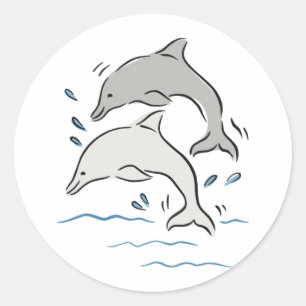 Pegatina Redonda Delfines de Jumpin