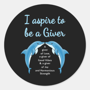 Pegatina Redonda Delfines del mar de delfines: regalo gracioso para