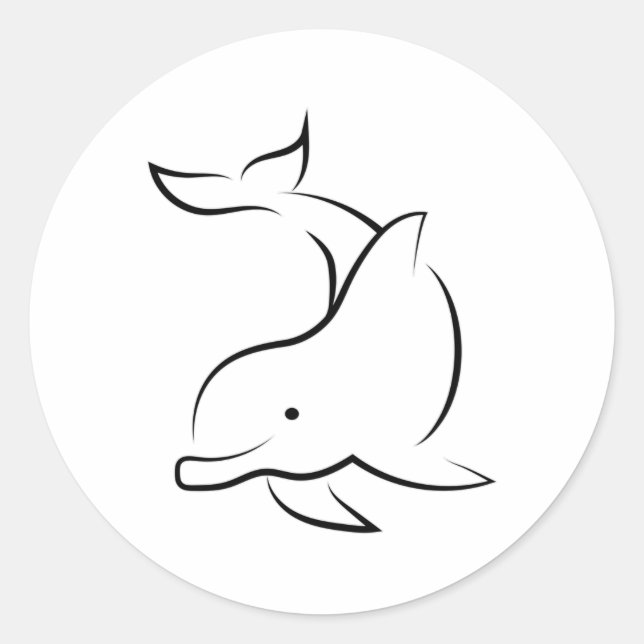 Pegatina Redonda Delfines Dolphin Sea Animal Ocean Water Gift Idea (Anverso)