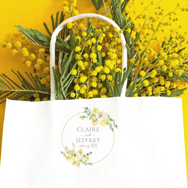 Pegatina Redonda Delicado Boda de verano verde azulado floral amari (Subido por el creador)