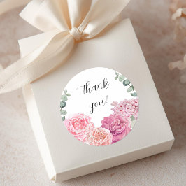 Pegatina Redonda Delicado Gracias a las acuarelas color melocotón r