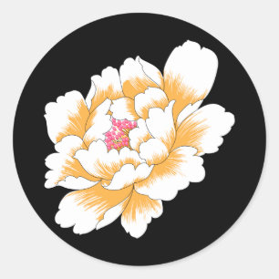 PEGATINA REDONDA DELICADO PASTEL YELLOW PEONY