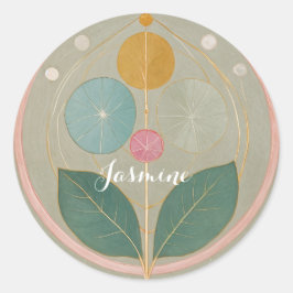 Pegatina Redonda Delicado Whimsy: Flor Pastel abstracta