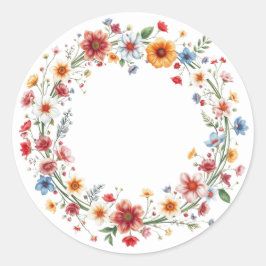 Pegatina Redonda Delicados Pegatinas Floral Wreath