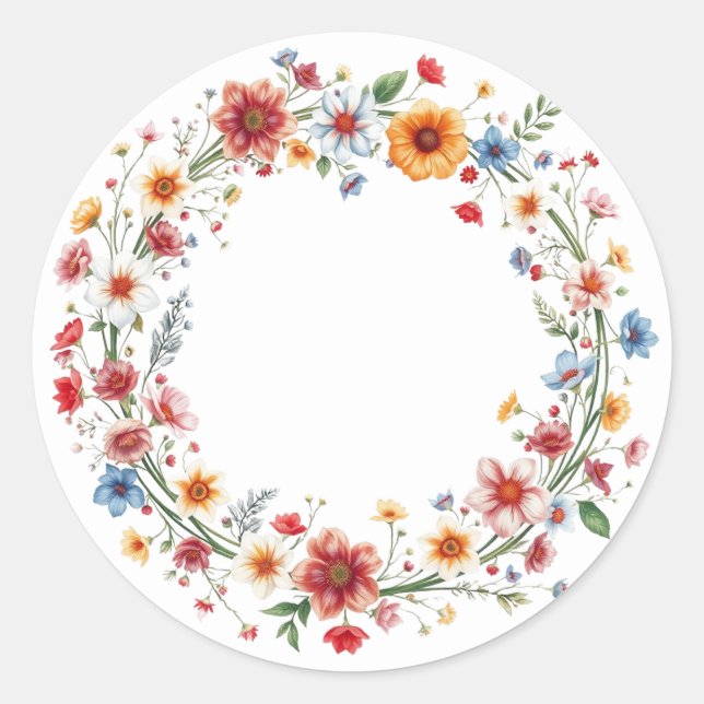 Pegatina Redonda Delicados Pegatinas Floral Wreath (Anverso)