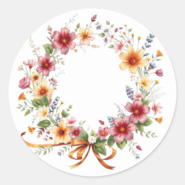 Pegatina Redonda Delicados Pegatinas Floral Wreath