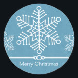 Pegatina Redonda Delicados Snowflakes Christmas Stickers<br><div class="desc">Limpio y moderno Delicate Snowflakes con pegatinas navideñas en azul claro. Dale a tus amigos y familiares una dosis de alegría de vacaciones con estos pegatinas divertidos. ¡Una gran idea para los surfistas a precios asequibles! Personalizar el texto para darle a este diseño un toque más personal!</div>