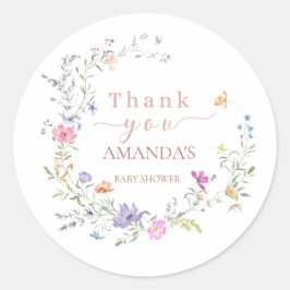 Pegatina Redonda Delicate Floral  Baby Shower Thank You  Sticker