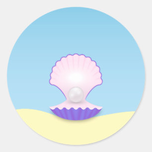 Pegatina Redonda Delicate Seashell