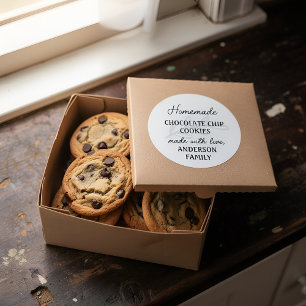 Pegatina Redonda Delicias Caseras Hechas con Amor
