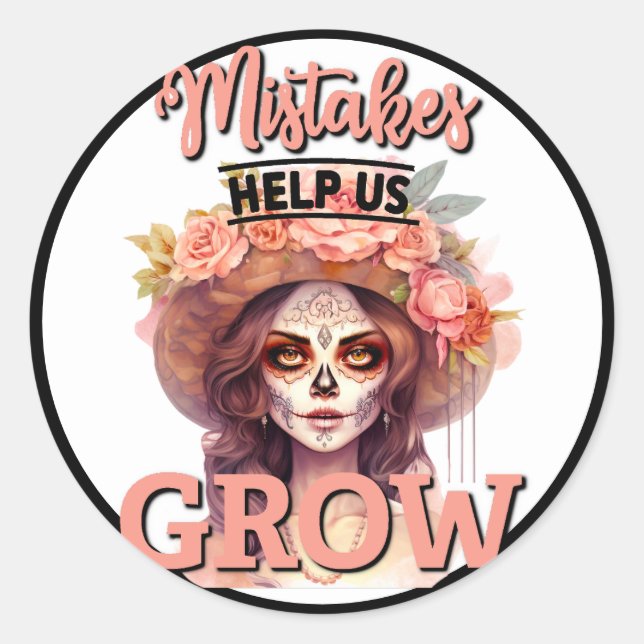 Pegatina Redonda Delicias de cráneo de azúcar rosa (Anverso)