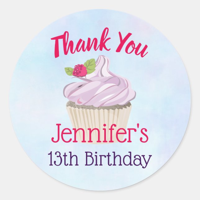 Pegatina Redonda Deliciosa tarta rosa morena arriba (Anverso)