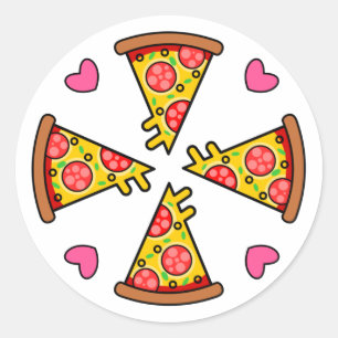 Pegatina Redonda Deliciosas rebanadas de pizza Mandara