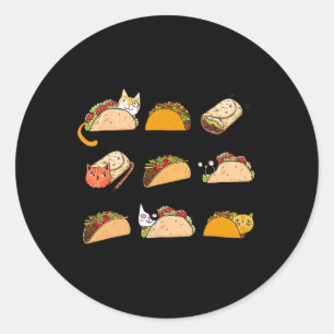 Pegatina Redonda Delicioso Burrito Taco Gato Cinco De Mayo Taco Mar
