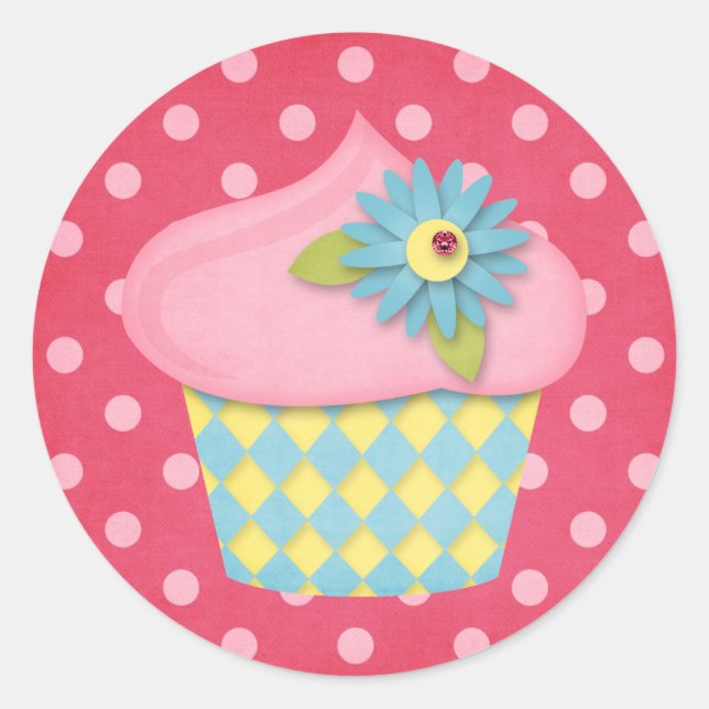 Pegatina Redonda delicioso pastel (Anverso)