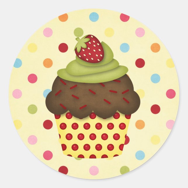 Pegatina Redonda delicioso pastel (Anverso)