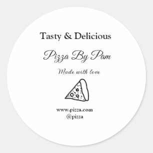 Pegatina Redonda Delicioso restaurante pizzería café hecho con amor