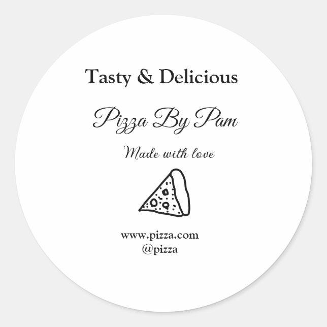 Pegatina Redonda Delicioso restaurante pizzería café hecho con amor (Anverso)