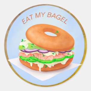 Pegatina Redonda Delicioso Salmon Bagel personalizado