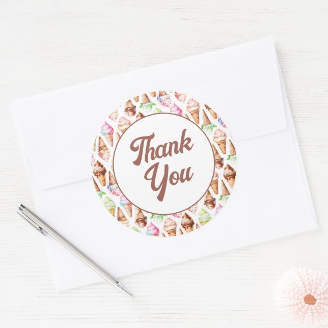 Pegatina Redonda Deliciosos Helados (Sobre)