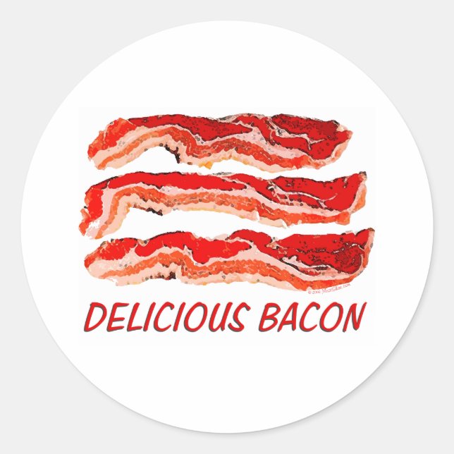 Pegatina Redonda Delicious Bacon (Anverso)