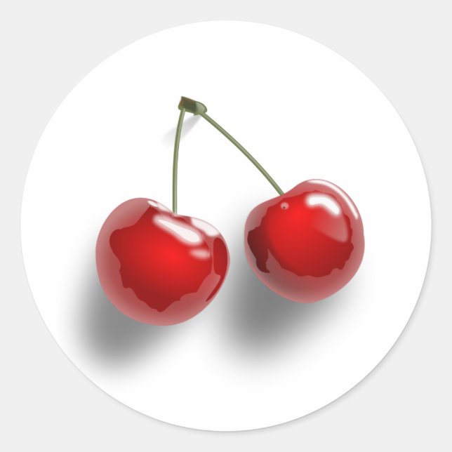 Pegatina Redonda Delicious Cherries (Anverso)