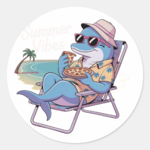 Pegatina Redonda Delphin come pizza