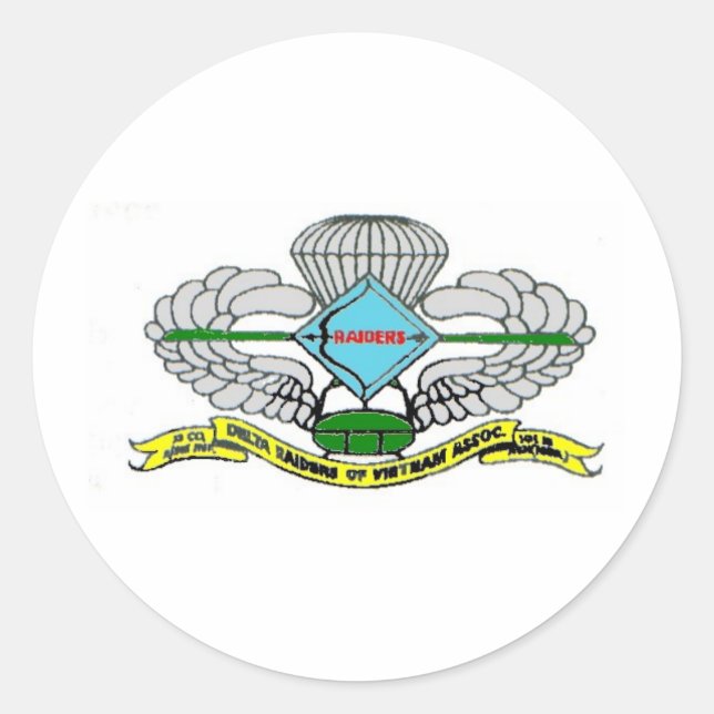 PEGATINA REDONDA DELTA RAIDERS (Anverso)