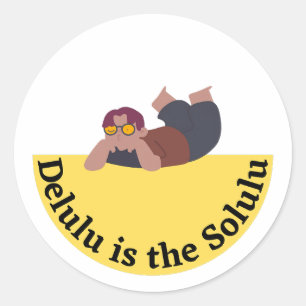 Pegatina Redonda Delulu Es el Diseño de Meme Divertido Solulu