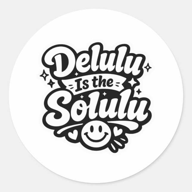 Pegatina Redonda Delulu Es el sticker Solulu (Anverso)