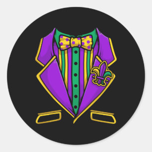 Pegatina Redonda Demanda Mardi Gras Tuxedo para New Orleans Disstum