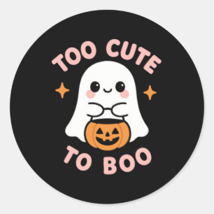Pegatina Redonda Demasiado lindo para asustar Funny Kawaii Hallowee