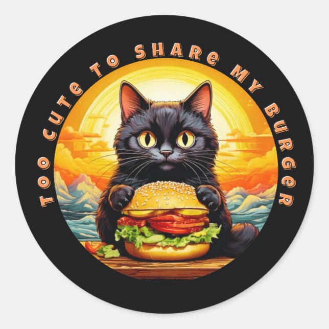 Pegatina Redonda Demasiado lindo para compartir mi hamburguesa - Ar (Anverso)