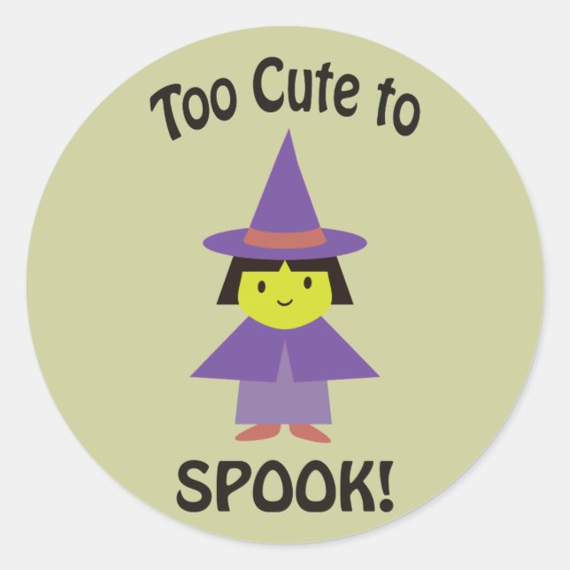 Pegatina Redonda ¡Demasiado lindo para hablar! Pequeña Bruja (Anverso)