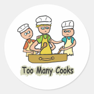 Pegatina Redonda Demasiados cocineros