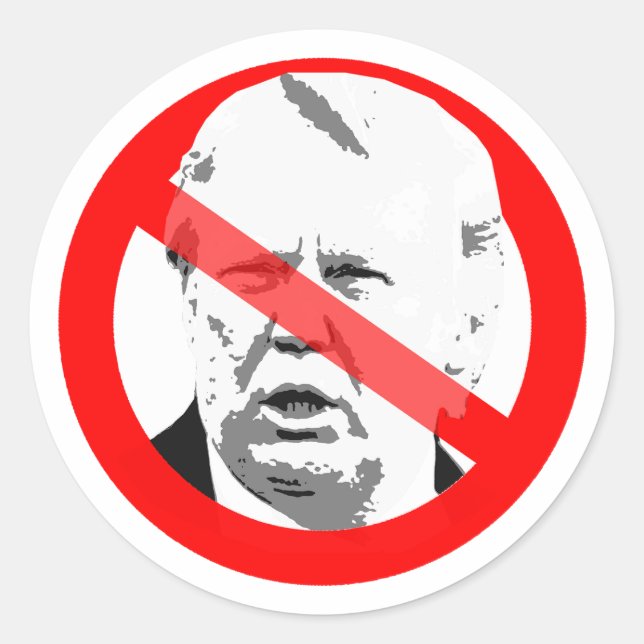 Pegatina Redonda Demencia contra Donald Trump cruza la cara