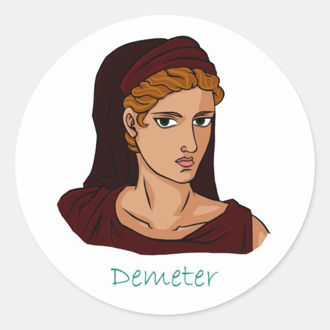 Pegatina Redonda Demeter - Diosa griega (Anverso)