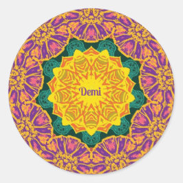 Pegatina Redonda DEMI ~ Flores de Navidades brillantes