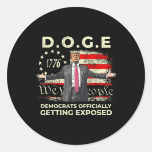 Pegatina Redonda Demócratas de Doge Expuestos oficialmente a Trump