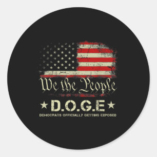 Pegatina Redonda Demócratas de Doge Expuestos Oficialmente a Trump