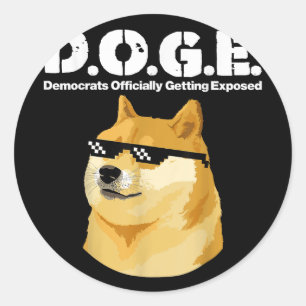 Pegatina Redonda Demócratas memes de perros que se exponen oficialm
