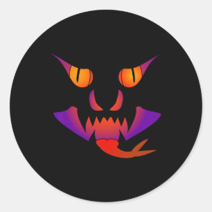 Pegatina Redonda Demon Jack O Lantern