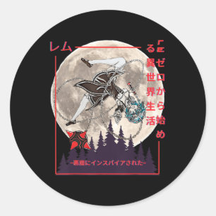 Pegatina Redonda Demon Maid japonés estilo manga anime