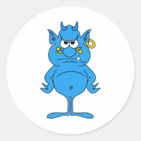 demonio azul fresco con actitud