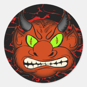 Pegatina Redonda Demonio diabólico
