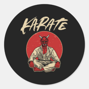 Pegatina Redonda Demonio japonés Oni - Regalo de karate
