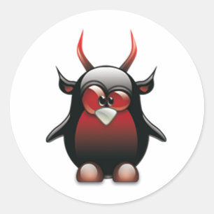 Pegatina Redonda Demonio Tux (Linux Tux)