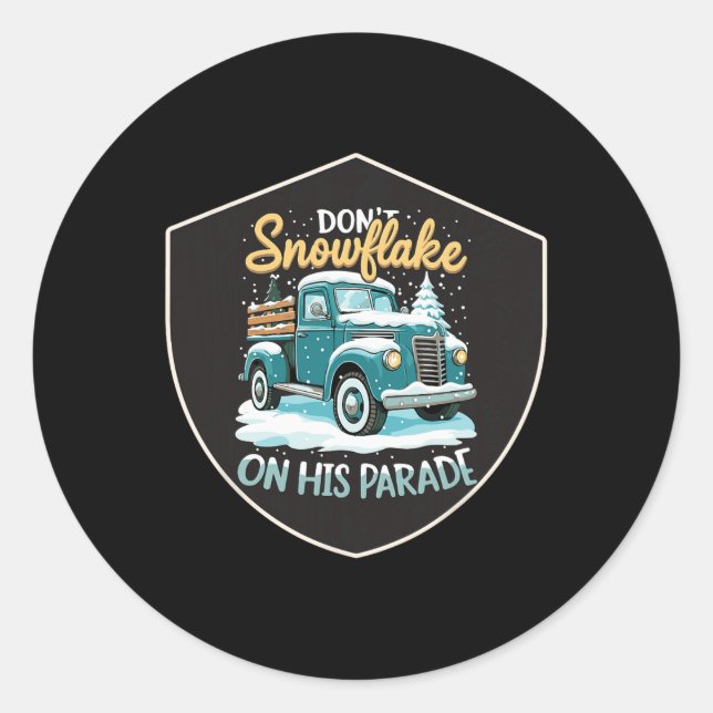 Pegatina Redonda Demos Un Sombrerero De Nieve En Su Desfile Pro Tru (Anverso)