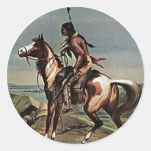 Pegatina Redonda Demostración del oeste salvaje de los Buffalo