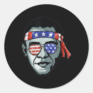 Pegatina Redonda Demostración patriótica de Barack Obama Usa Gles B